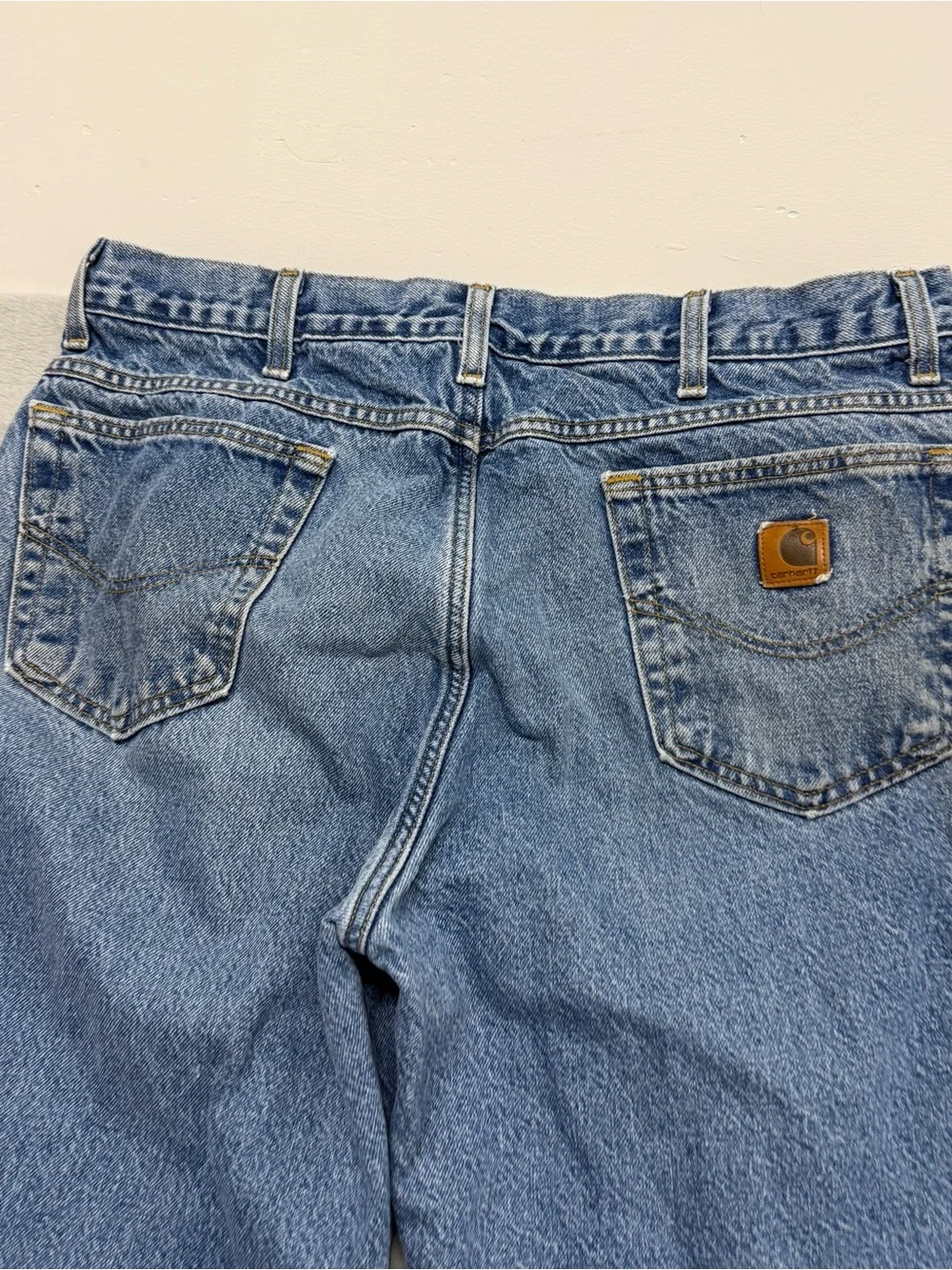 Vintage 90s Carhartt Flannel Lined Jeans Mens 35x28 Blue Dark Wash B21 DST